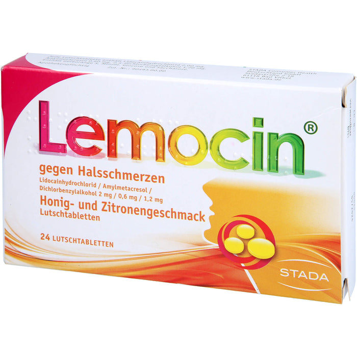 Lemocin gegen Halsschmerzen Honig-Zitrone Lutschtabletten, 24 pc Tablettes