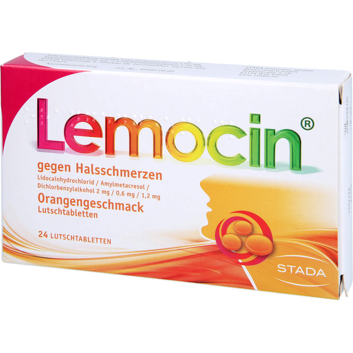 Lemocin Lutschtabletten Orangengeschmack gegen Halsschmerzen, 24 pcs. Tablets