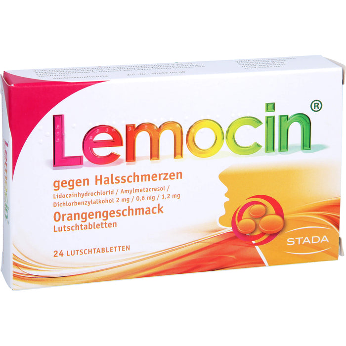 Lemocin Lutschtabletten Orangengeschmack gegen Halsschmerzen, 24 pcs. Tablets