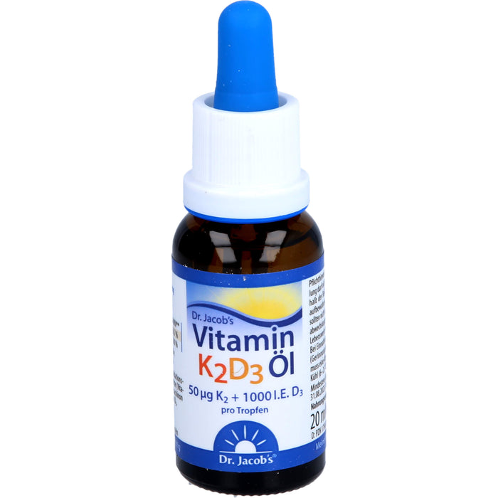 Vitamin K2D3 Öl 1000 IE+50 mcg D3+K2 Dr. Jacob's, 20 ml TEI