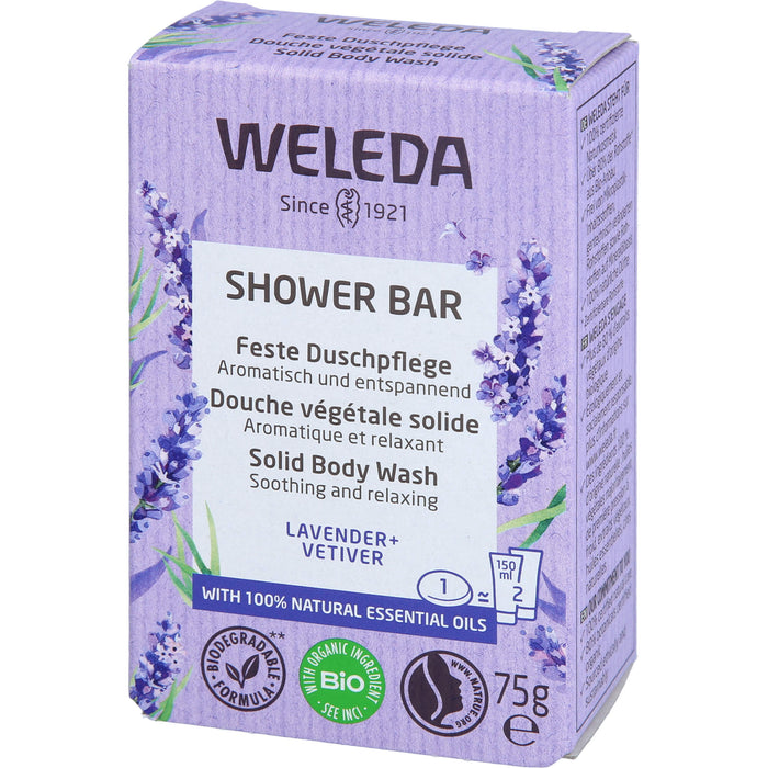 WELEDA Feste Duschpflege Lavender + Vetiver aromatisch und entspannend, 75 g bar of soap