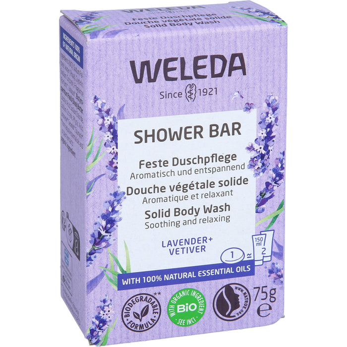 WELEDA Feste Duschpflege Lavender + Vetiver aromatisch und entspannend, 75 g Seifenstück