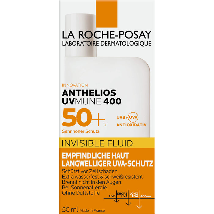 LA ROCHE-POSAY Anthelios UVMune 400 Invisible Fluid LSF 50+ für empfindliche Haut, 50 ml Crème