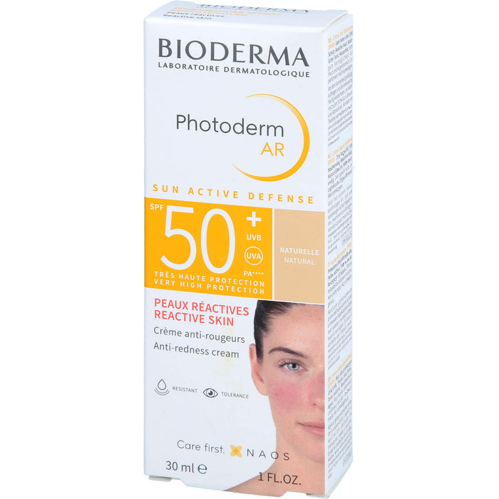 BIODERMA Photoderm AR LSF 50+ anti-Rötungen Sonnenschutz für das Gesicht bei Rosazea, bei empfindlicher, zu Rötungen neigender und reaktiver Haut, 30 ml Creme