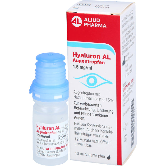 Hyaluron AL Augentropfen 1,5 mg/ml zur verbesserten Befeuchtung der Augen, 10 ml Solution