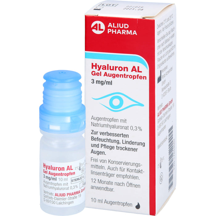 Hyaluron AL Gel Augentropfen 3 mg/ml zur intensiven Befeuchtung trockener Augen, 10 ml Solution