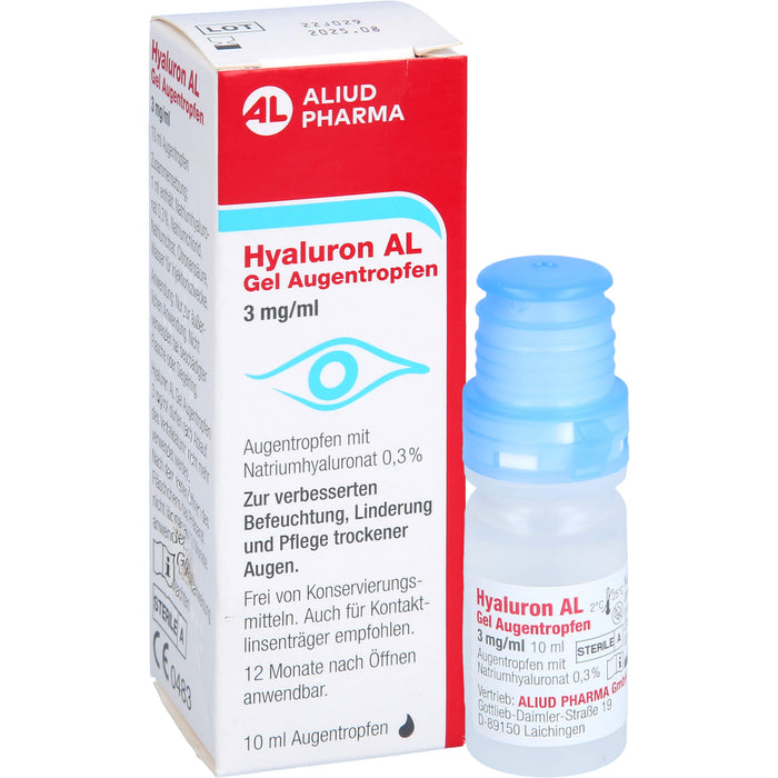 Hyaluron AL Gel Augentropfen 3 mg/ml zur intensiven Befeuchtung trockener Augen, 10 ml Lösung