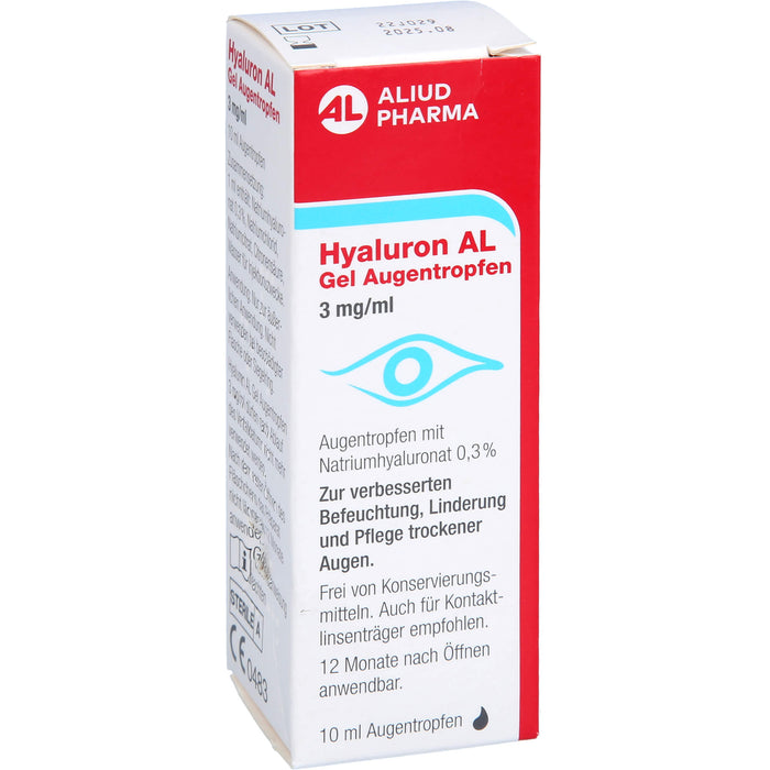 Hyaluron AL Gel Augentropfen 3 mg/ml zur intensiven Befeuchtung trockener Augen, 10 ml Solution