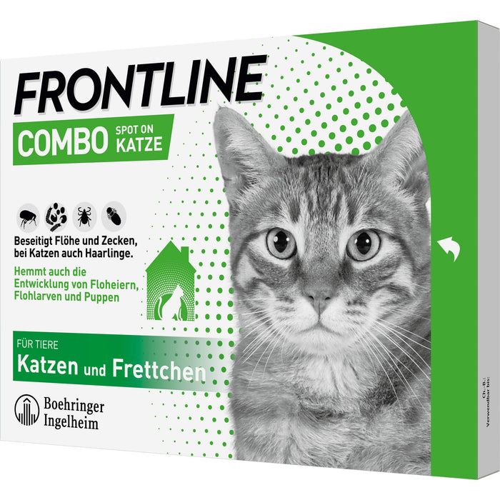 FRONTLINE Combo Spot on Pipetten gegen Flöhe und Zecken für Katzen und Frettchen, 6 pc Pipettes