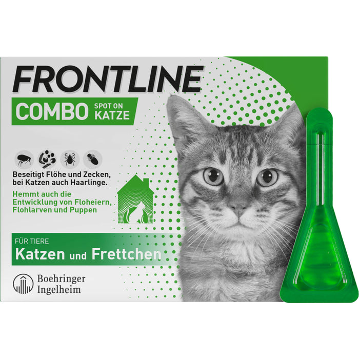 FRONTLINE Combo Spot on Pipetten gegen Flöhe und Zecken für Katzen und Frettchen, 6 pc Pipettes