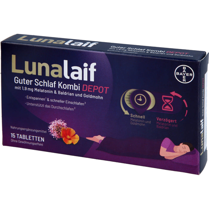 Lunalaif Guter Schlaf Kombi Depot mit 1,9 mg Melatonin Tabletten, 15 St. Tabletten