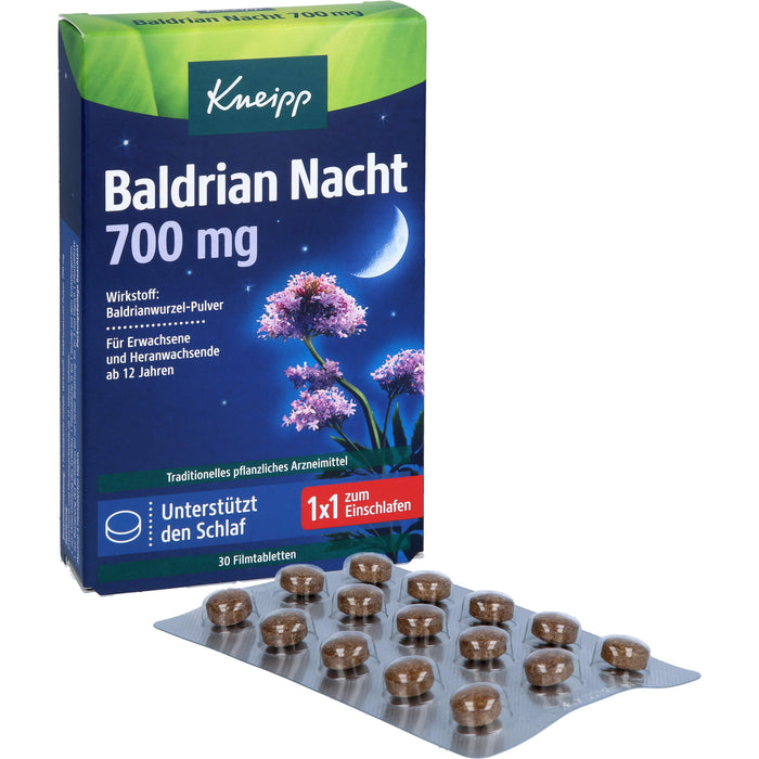 Kneipp Baldrian Nacht 700 mg Tabletten unterstützt den Schlaf, 30 pc Tablettes