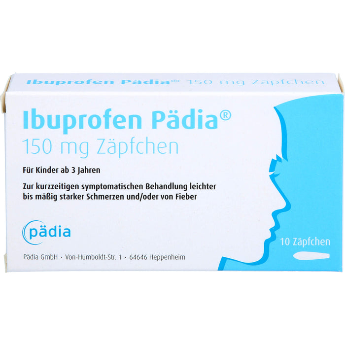 Pädia Ibuprofen 150 mg Zäpfchen bei Schmerzen und Fieber, 10 pc Suppositoires