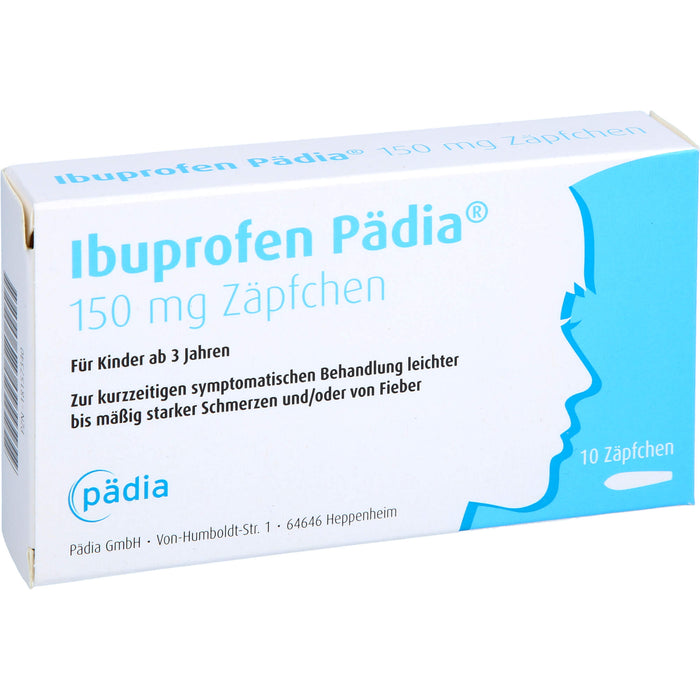 Pädia Ibuprofen 150 mg Zäpfchen bei Schmerzen und Fieber, 10 St. Zäpfchen