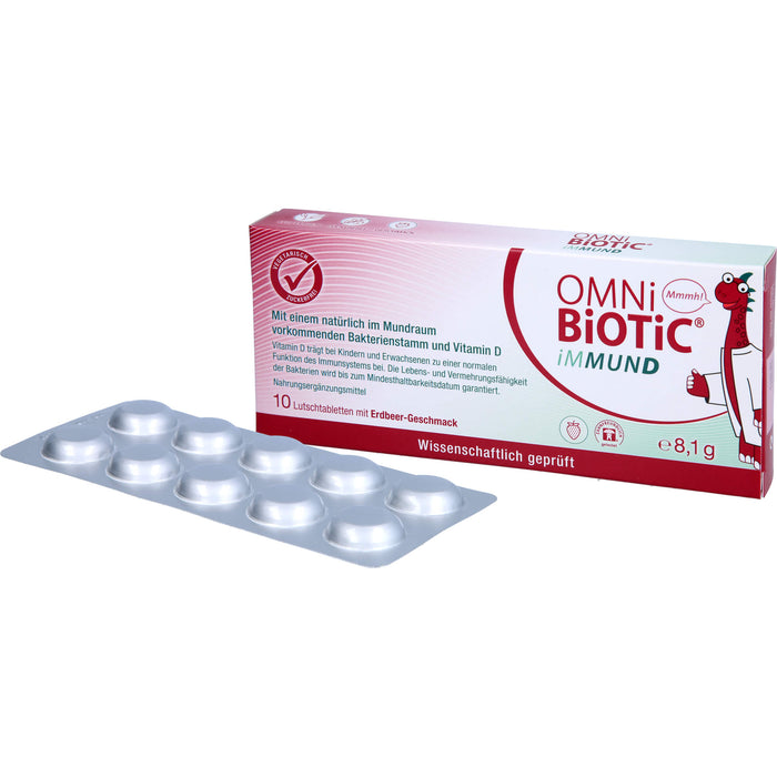 OMNi-BiOTiC iMMUND Lutschtabletten mit Erdbeer-Geschmack trägt zu einer normalen Funktion des Immunsystems bei, 10 pc Tablettes