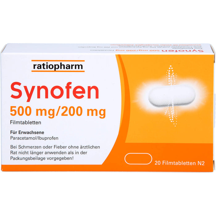 Synofen 500 mg Paracetamol / 200 mg Ibuprofen Filmtabletten, 20 pcs. Tablets