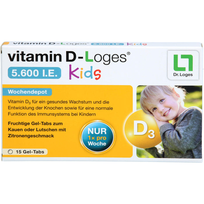 Vitamin D-loges 5.600 I.E Kids fruchtige Gel-Tabs, 15 pc Bonbons de gomme