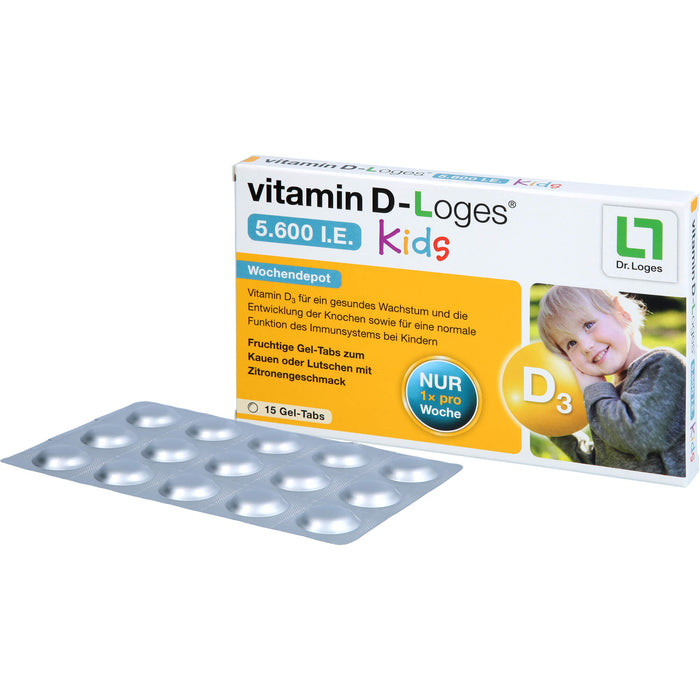 Vitamin D-loges 5.600 I.E Kids fruchtige Gel-Tabs, 15 St. Gummidrops