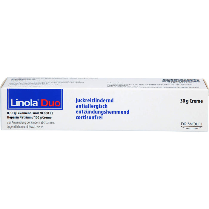 Linola Duo, 0,30 g Levomenol und 20.000 I.E. Heparin Natrium / 100 g Creme, 30 g CRE