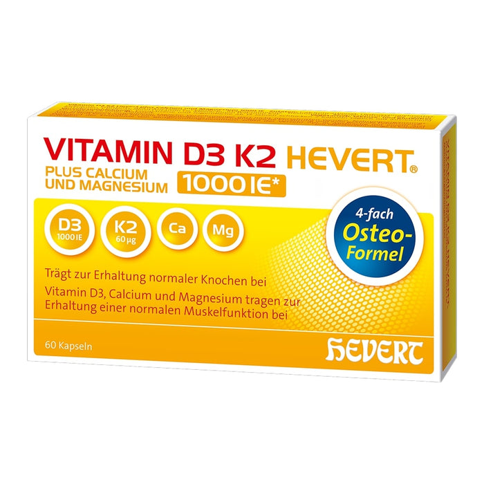 Vitamin D3 K2 Hevert plus Calcium und Magnesium 1000 IE Kapseln, 60 pcs. Capsules