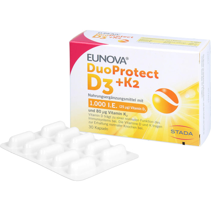 EUNOVA DuoProtect D3 + K2 Tropfen, 30 pc Capsules