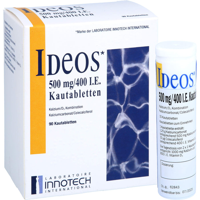 IDEOS 500 mg / 400 I.E. Kautabletten, 90 pc Tablettes