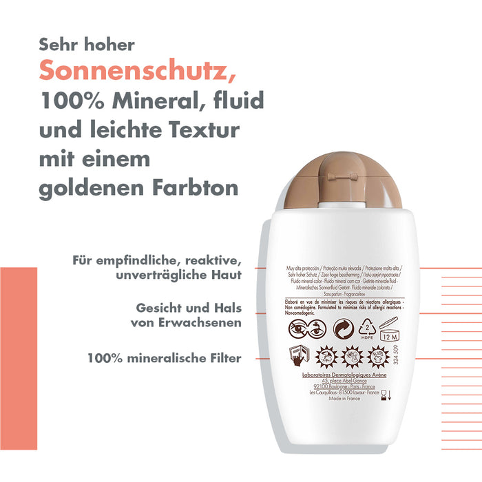 Avène mineralisches Sonnenfluid getönt SPF 50+, 40 ml Lösung