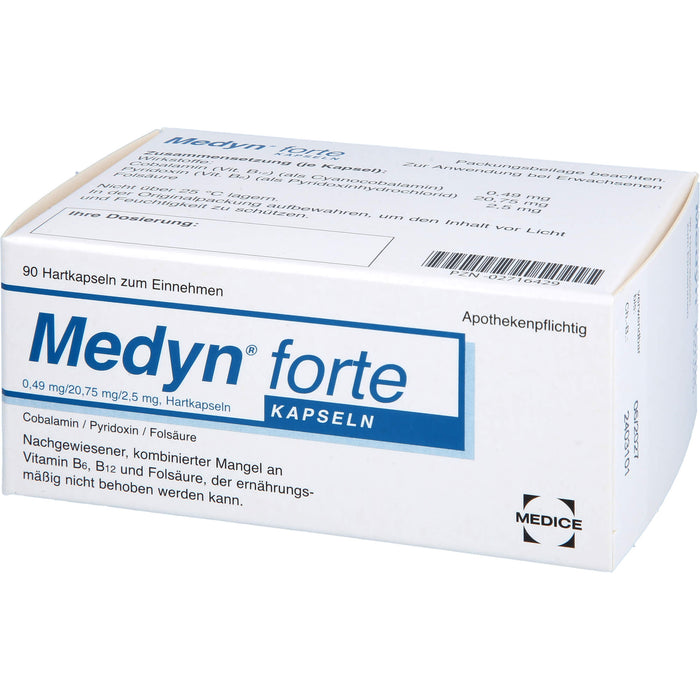 Medyn forte Kapseln bei nachgewiesener, kombinierter Mangel an B6, B12 und Folsäure, 90 pcs. Capsules