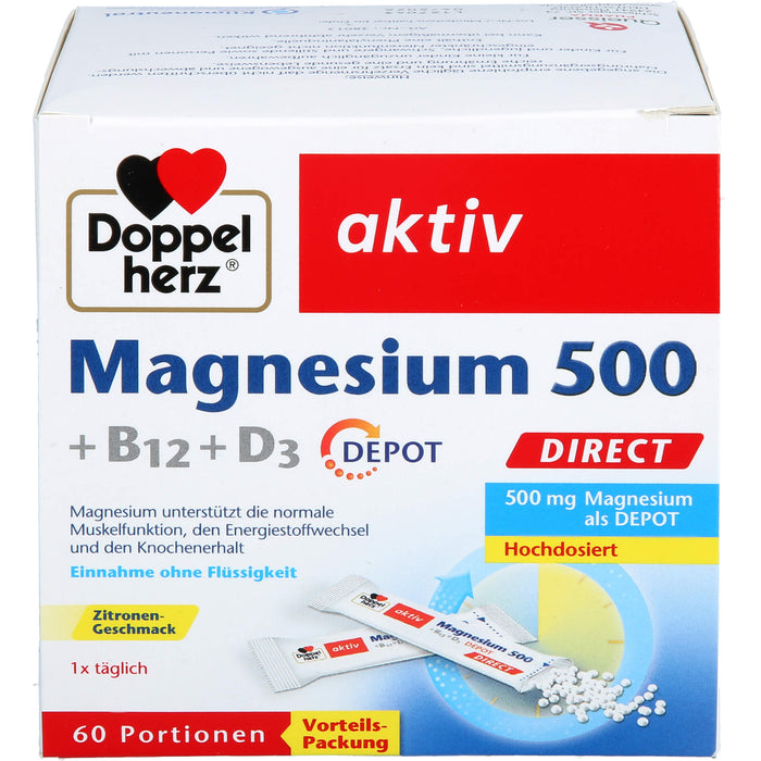 Doppelherz Magnesium 500 + B12 + D3 Depot direct, 60 St PEL