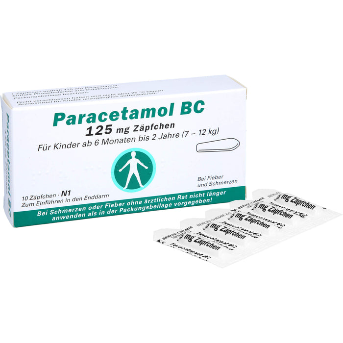 Paracetamol BC 125 mg Zäpfchen bei Fieber und Schmerzen, 10 pc Suppositoires