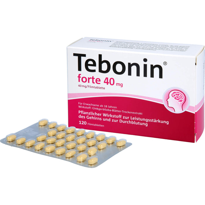 Tebonin forte 40 mg Filmtabletten zur Leistungsstärkung des Gehirns und zur Durchblutung, 120 pc Tablettes