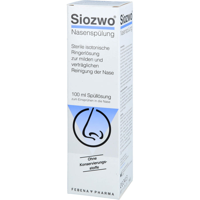 Siozwo Nasenspülung sterile isotonische Ringerlösung zur milden Reinigung der Nase, 100 ml Nasal douche