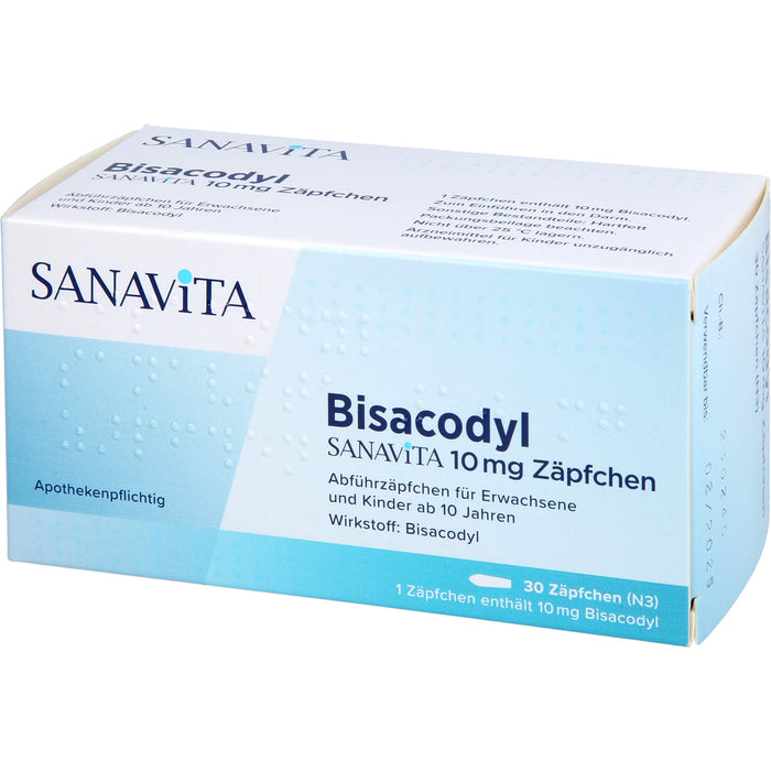 Bisacodyl SANAVITA 10 mg Zäpfchen, 30 St SUP