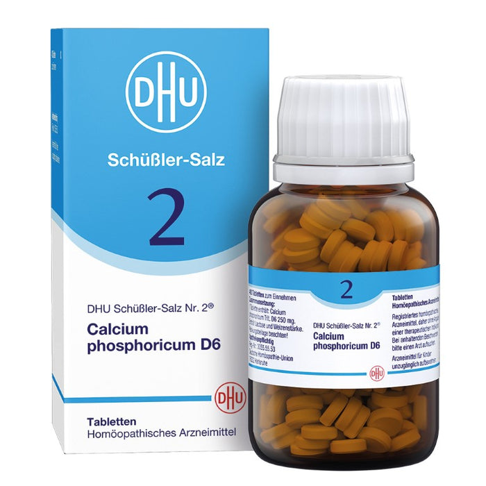 DHU Schüßler-Salz Nr. 2 Calcium phosphoricum D6 – Das Mineralsalz der Knochen und Zähne – das Original – umweltfreundlich im Arzneiglas, 420 pcs. Tablets