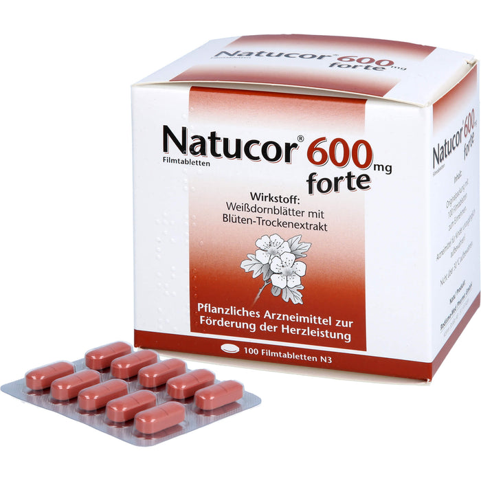 Natucor 600 mg forte Filmtabletten zur Förderung der Herzleistung, 100 pc Tablettes