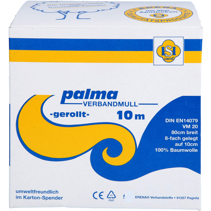 Palma Verbandmull Rolle 10 cm x 10 m 8-lagig zur Fixierung von Wundauflagen, 1 pcs. dressing