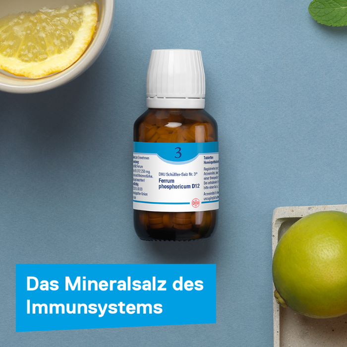 DHU Schüßler-Salz Nr. 3 Ferrum phosphoricum D12 – Das Mineralsalz des Immunsystems – das Original – umweltfreundlich im Arzneiglas, 420 pc Tablettes