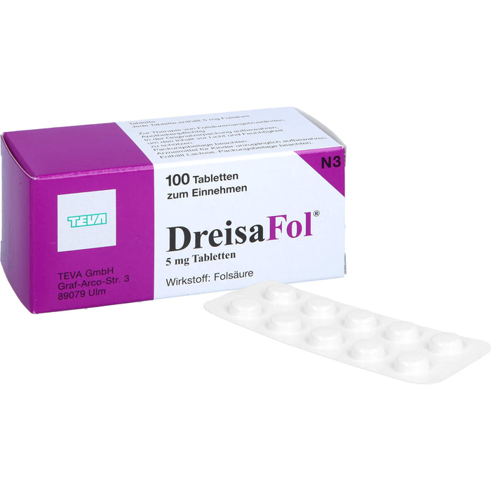 DreisaFol Tabletten bei Folsäuremangelzuständen, 100 pc Tablettes