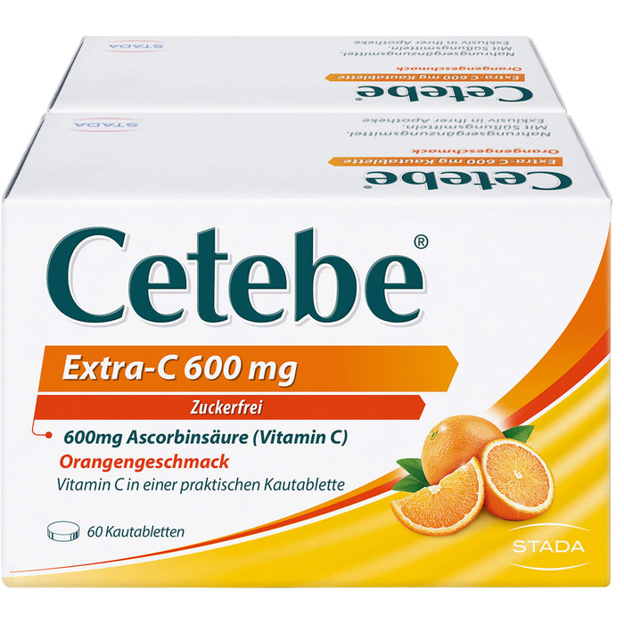 Cetebe Kautabletten Extra-C 600 mg unterstützt Ihre Immunabwehr mit Orangengeschmack, 120 pcs. Tablets