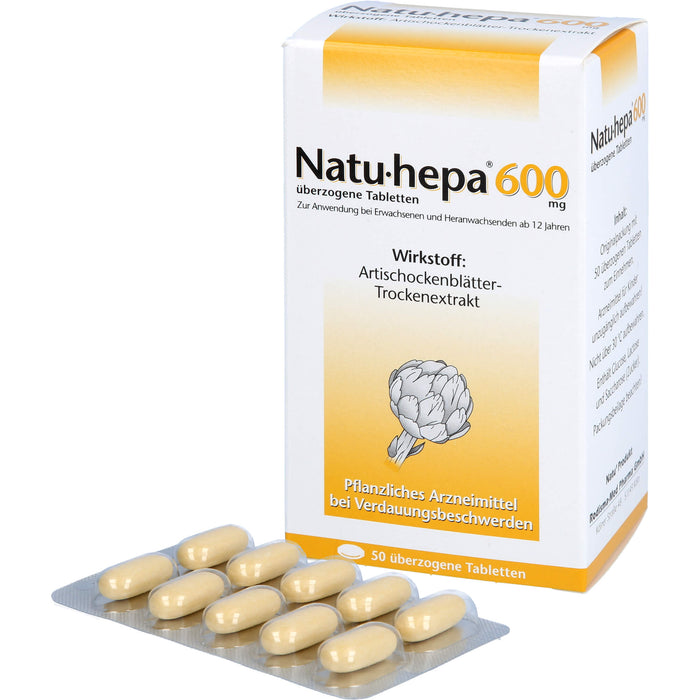 Natu-hepa 600 mg Tabletten bei Verdauungsbeschwerden, 50 pcs. Tablets