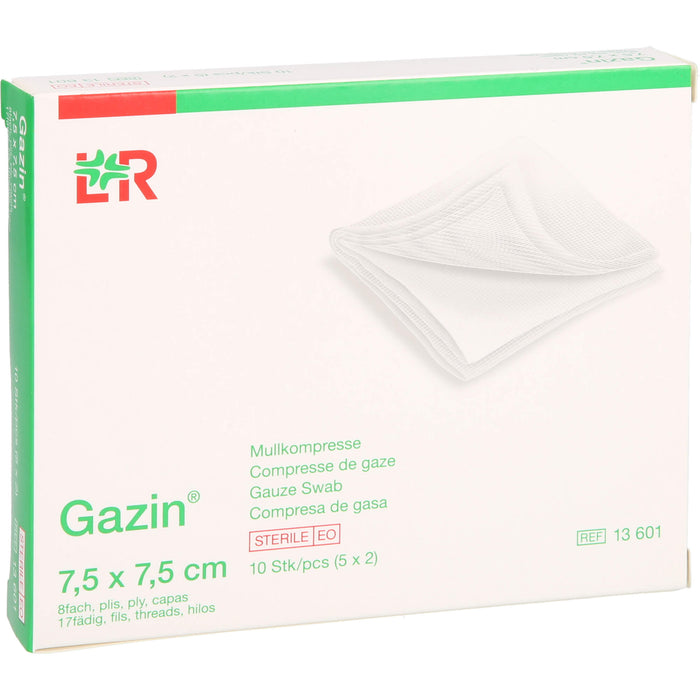 Gazin Kompressen steril 7,5 x 7,5 cm, 10 pc Compresses