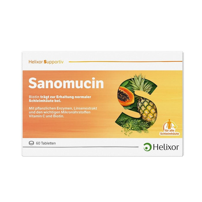 Helixor supportiv Sanomucin - mit pflanzlichen Enzymen, Linsenextrakt und den wichtigen Mikronährstoffen Vitamin C und Biotin, 60 pc Tablettes