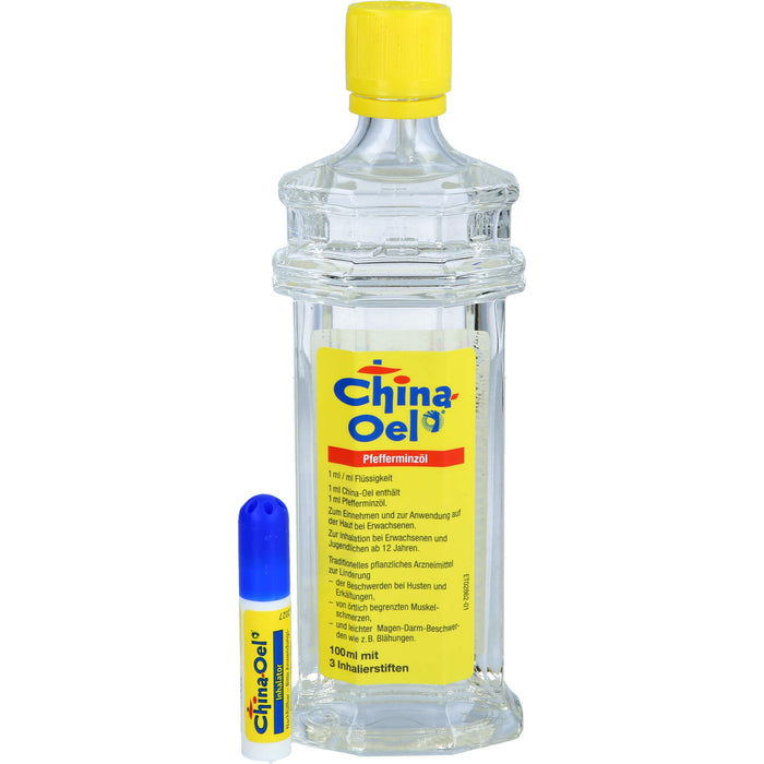 China-Oel mit 3 Inhalatoren Pfefferminzöl, 100 ml Huile éthérique