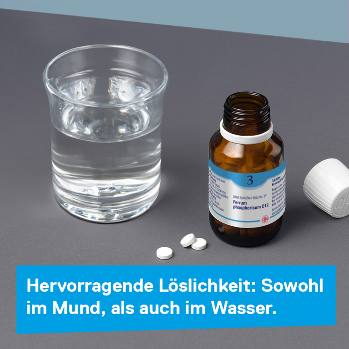 DHU Schüßler-Salz Nr. 3 Ferrum phosphoricum D12 – Das Mineralsalz des Immunsystems – das Original – umweltfreundlich im Arzneiglas, 420 pc Tablettes