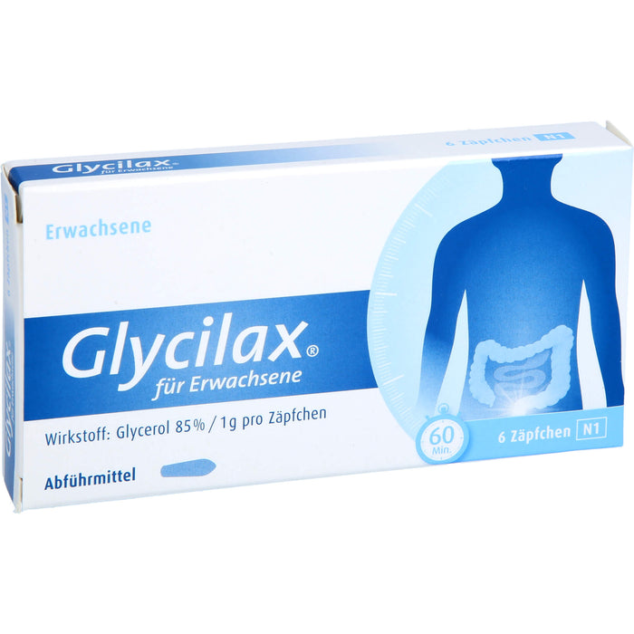 Glycilax für Erwachsene Zäpfchen Abführmittel, 6 pc Suppositoires