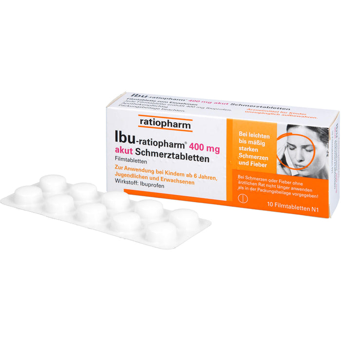 IBU-ratiopharm akut 400 mg akut Schmerztabletten, 10 St. Tabletten