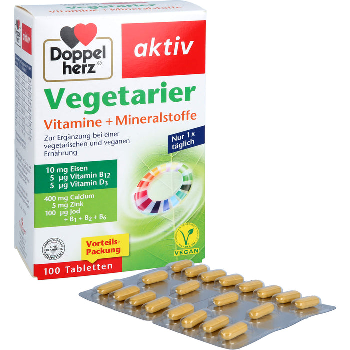 Doppelherz Vegetarier Vitamine+Mineralstoffe Aktiv, 100 St TAB