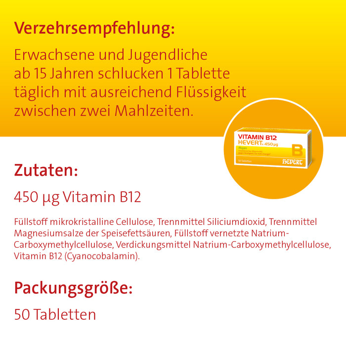 Vitamin B12 Hevert 450 µg Tabletten, 50 pc Tablettes