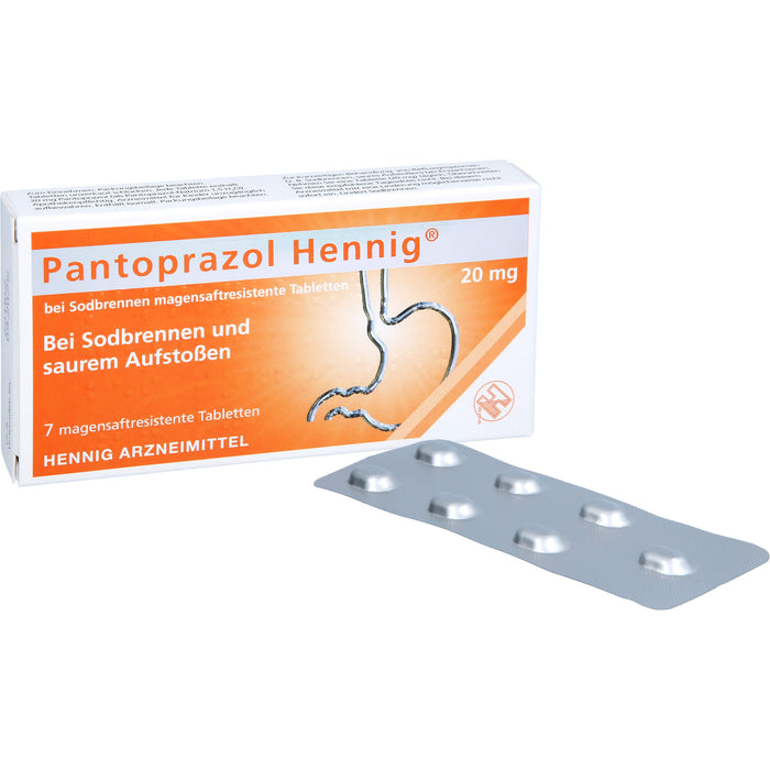 Pantoprazol Hennig 20 mg Tabletten bei Sodbrennen, 7 pcs. Tablets