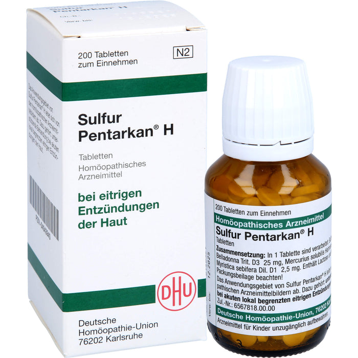 DHU Sulfur Pentarkan H Tabletten bei eitrigen Entzündungen der Haut, 200 St. Tabletten